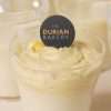 Close up of Mao Shan Wang Durian Pudding with The Durian Bakery Logo